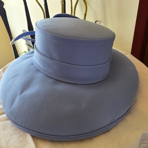 NWT Tania Belle AS IS baby blue‎ sun hat, rose accent and gem stone main image 5